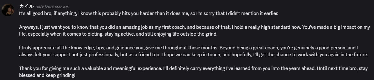 Client testimonial